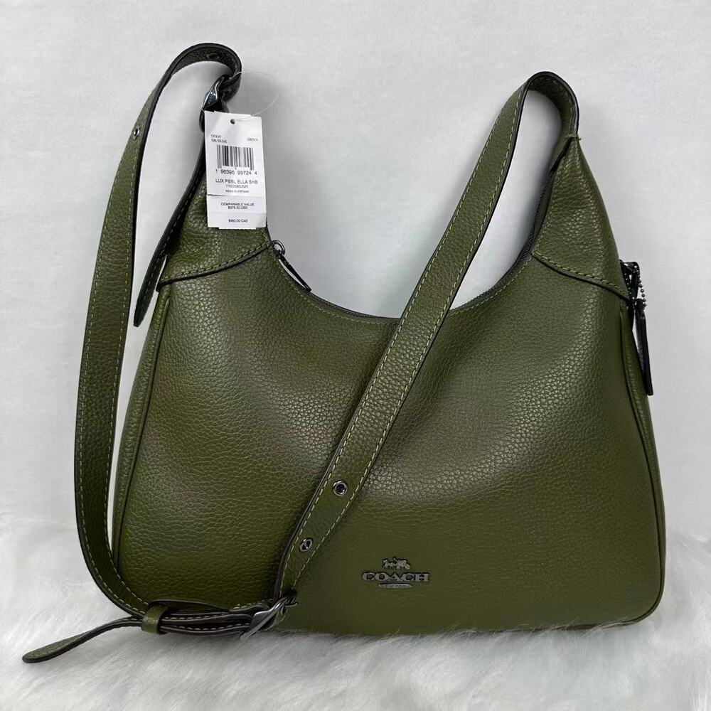 Coach Ella Shoulder Bag Crossbody In Leather/Gunmetal/Olive CCE47 NWT